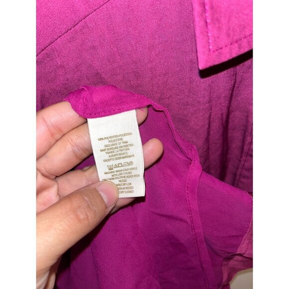 NWT Free People Best Of Both Words Sheer Fuchsia Button-Down Tunic Top Blouse  X - Picture 8 of 11